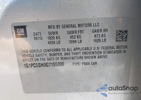 2016 Chevrolet Cruze Limited Ls Auto из США, поврежденный, VIN 1G1PC5SH0G7155096